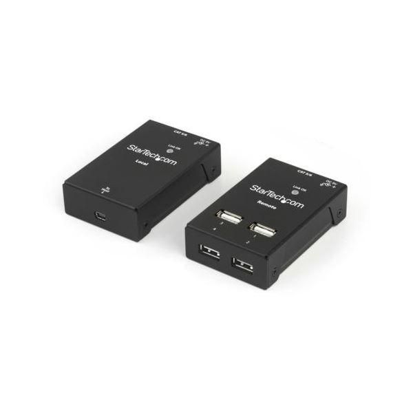 ds-StarTech.com Cat6対応 4ポートUSB2.0エクステンダー延長器 最大50m延長 ブラック USB2004EXTV1個