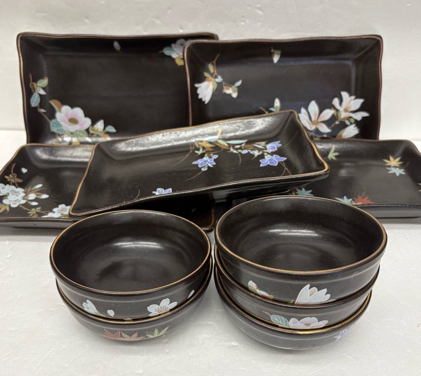 未使用【京窯 うたげ揃え】花模様 長皿 小鉢 5客 6,000円