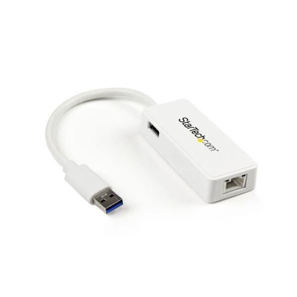 ds-StarTech.com USB3.0-Gigabit Ethernetアダプタ ホワイト USBポート付 USB31000SPTW1個