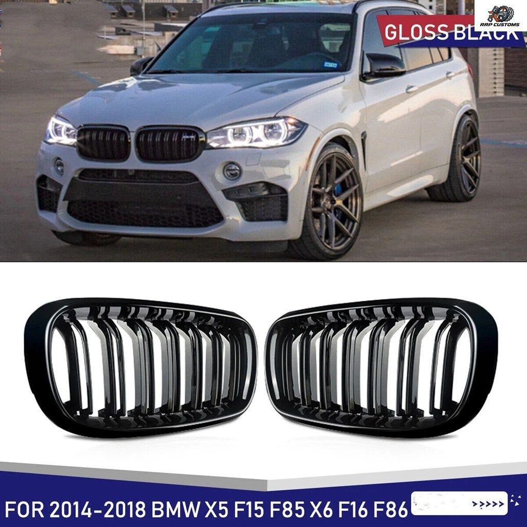 BMW F15 F16 X5 X6 F85 F86 2014-2018 FRONT BUMPER KIDNEY RACING GRILLE CAR DOUBLE SLAT GRILL