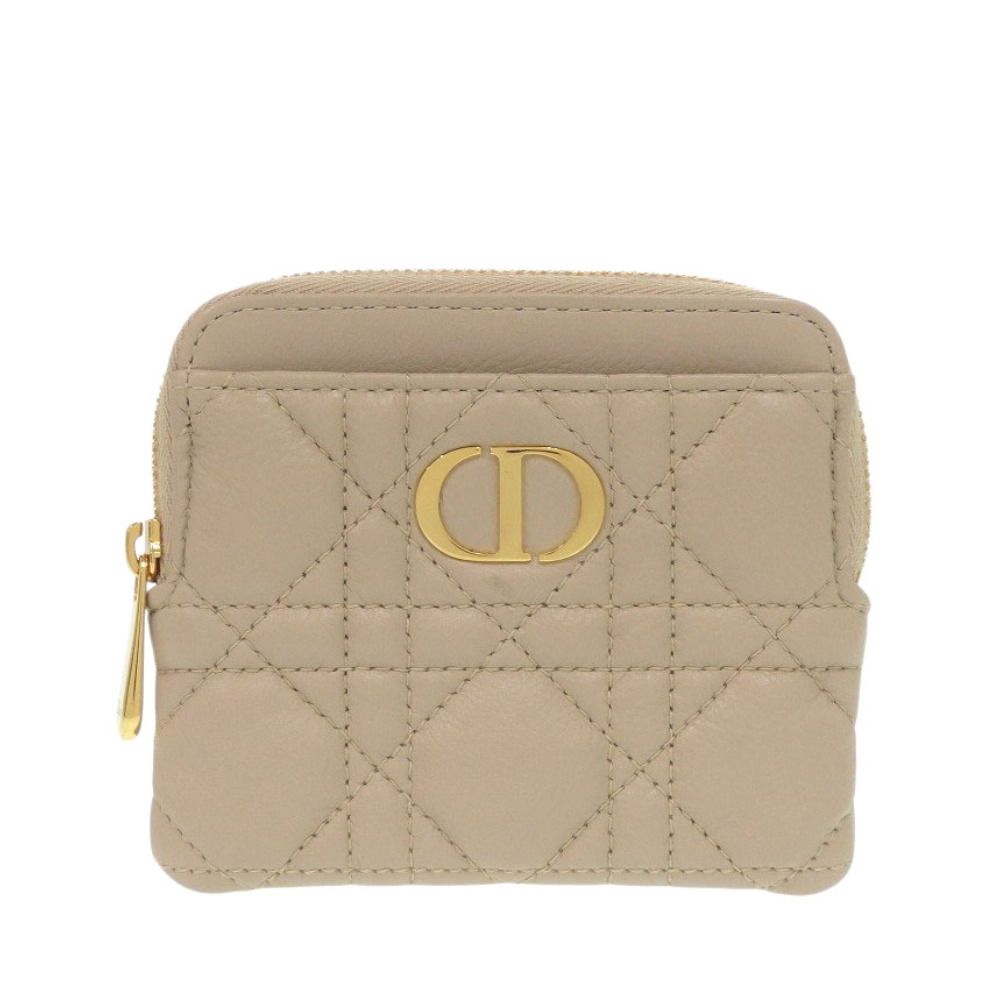 新品同様 クリスチャンディオール Caro Lavender カナージュ レザー ベージュ カードケース 1423 Christian Dior