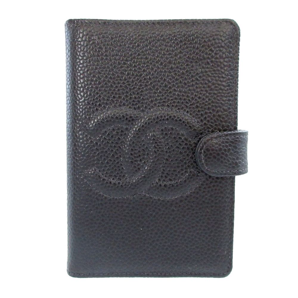 美品 シャネル キャビアスキン ブラック 黒 5番台 手帳 手帳カバー 0814 CHANEL