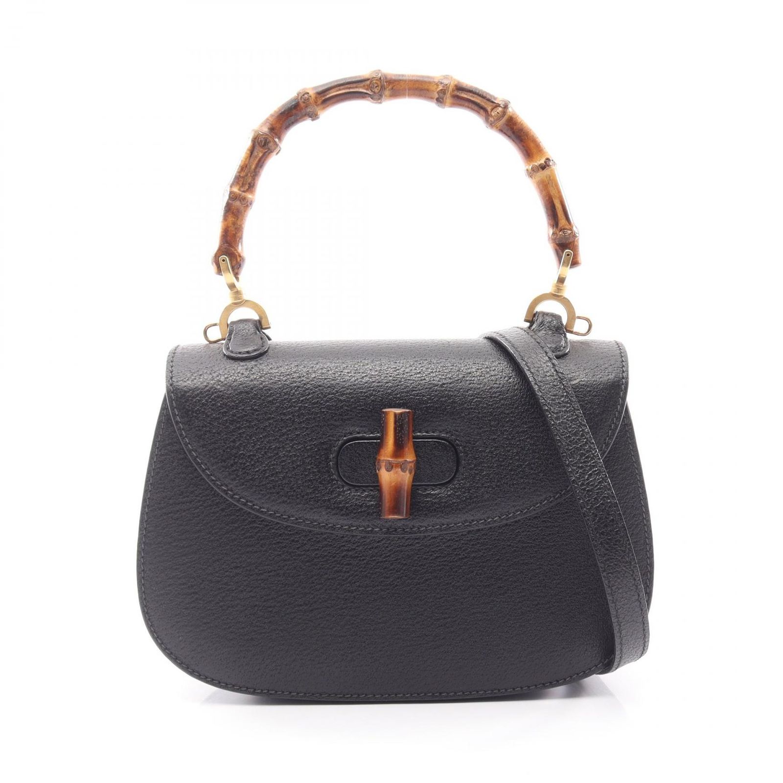 グッチ GUCCI ハンドバッグ バンブー 2WAY 000 1014 ブラック レザー バンブー ハンドバッグ レディース Used B