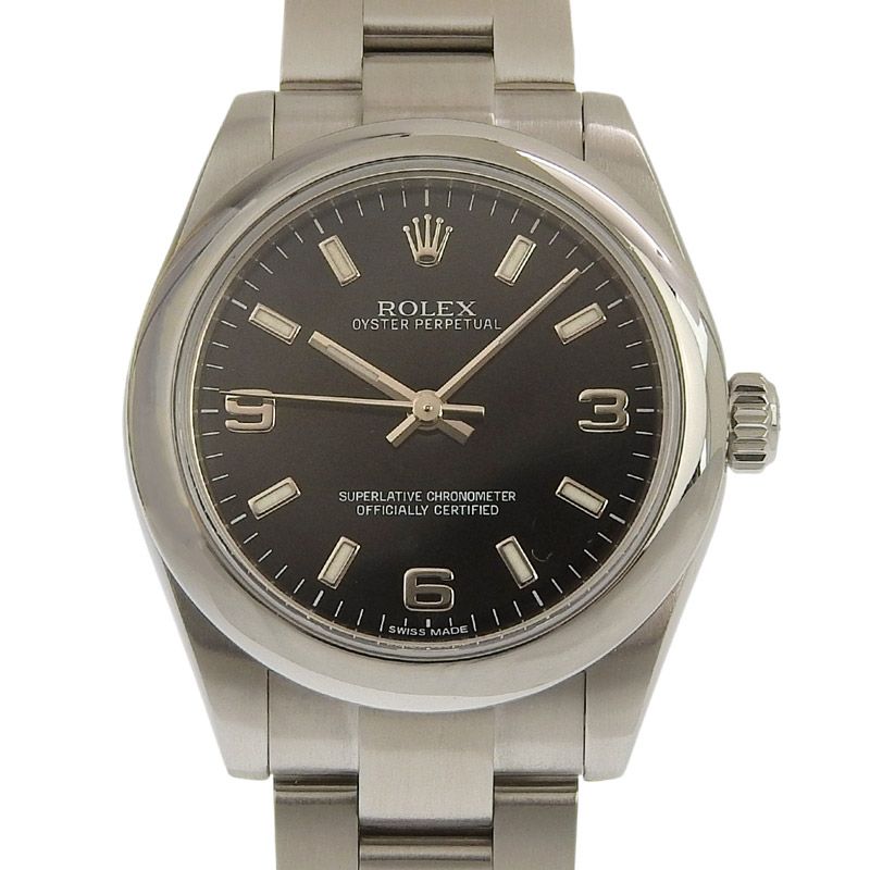 ロレックス ROLEX オイスターパーペチュアル31 ボーイズ 自動巻き 腕時計 SS ブラック文字盤 177200 中古 新入荷 RO0303