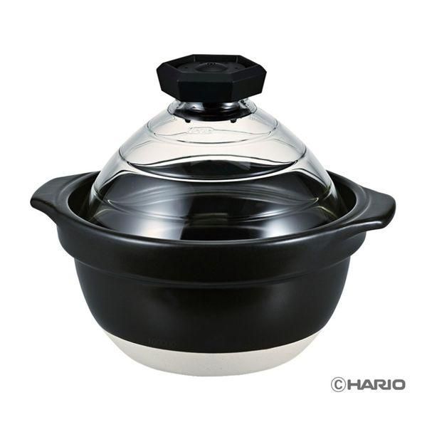 ds-HARIO フタがガラスのご飯釜 （2～3合用） GNR-200-B-W