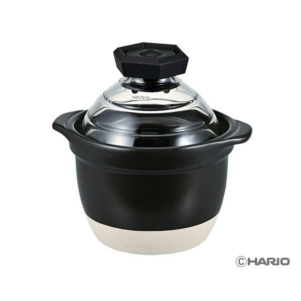 ds-HARIO フタがガラスのご飯釜 （1～2合用） GNR-150-B-W