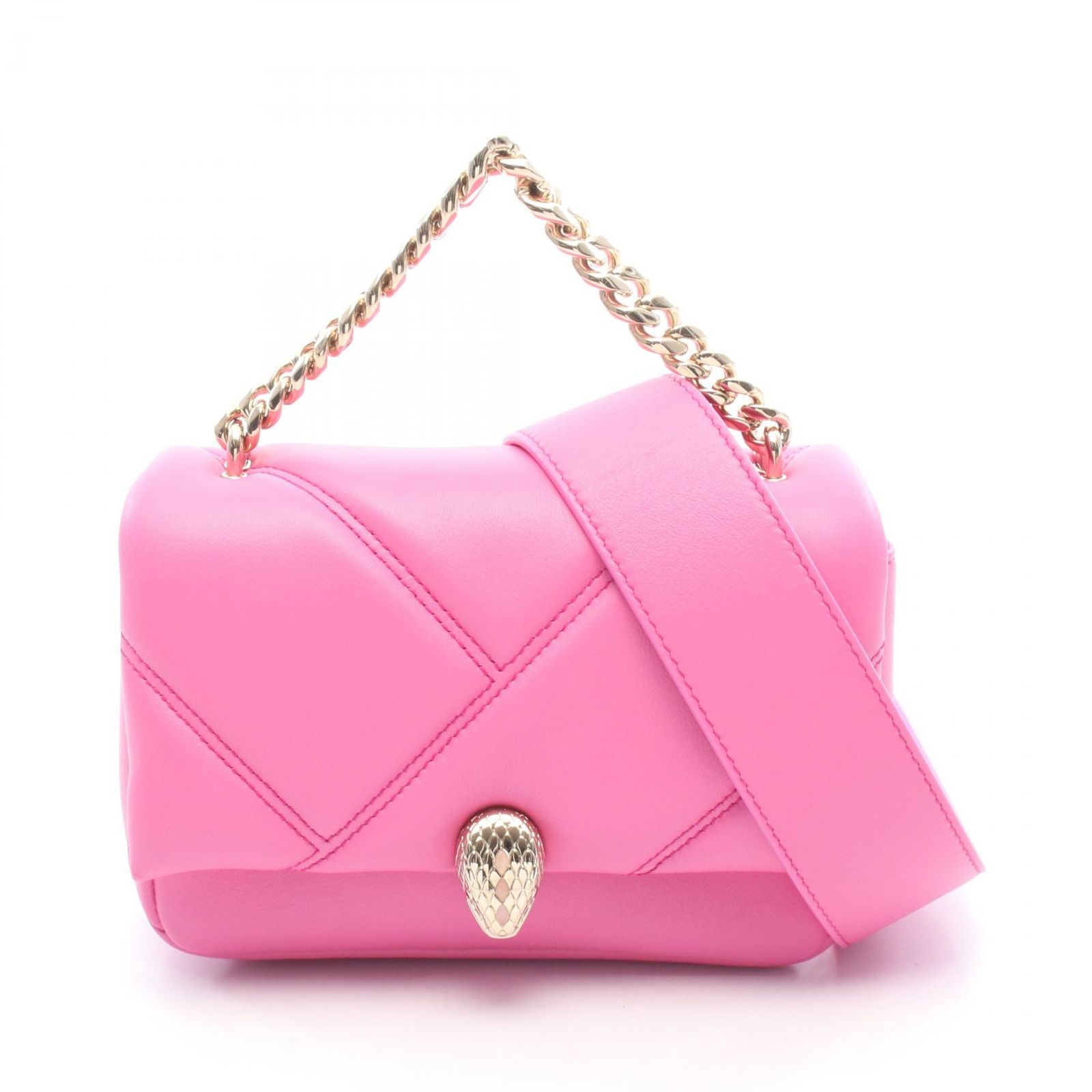 ブルガリ BVLGARI ハンドバッグ セルペンティ カボション ミニ 2WAY ピンク レザー セルペンティ カボション 2way ショルダーバッグ ミニ レディース Used A