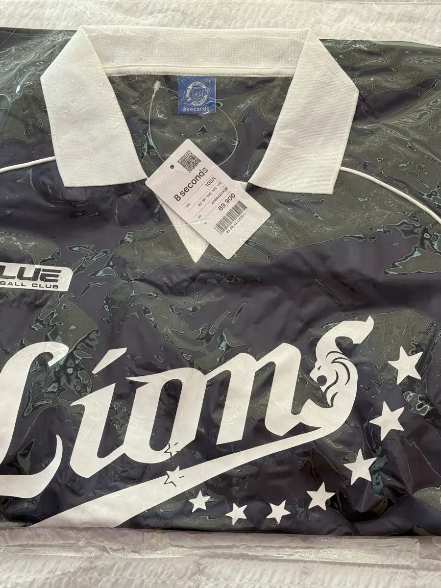 (新品) 8seconds × SAMSUNG LIONS スポーティー カラーネック 半そで Tシャツ ネイビー