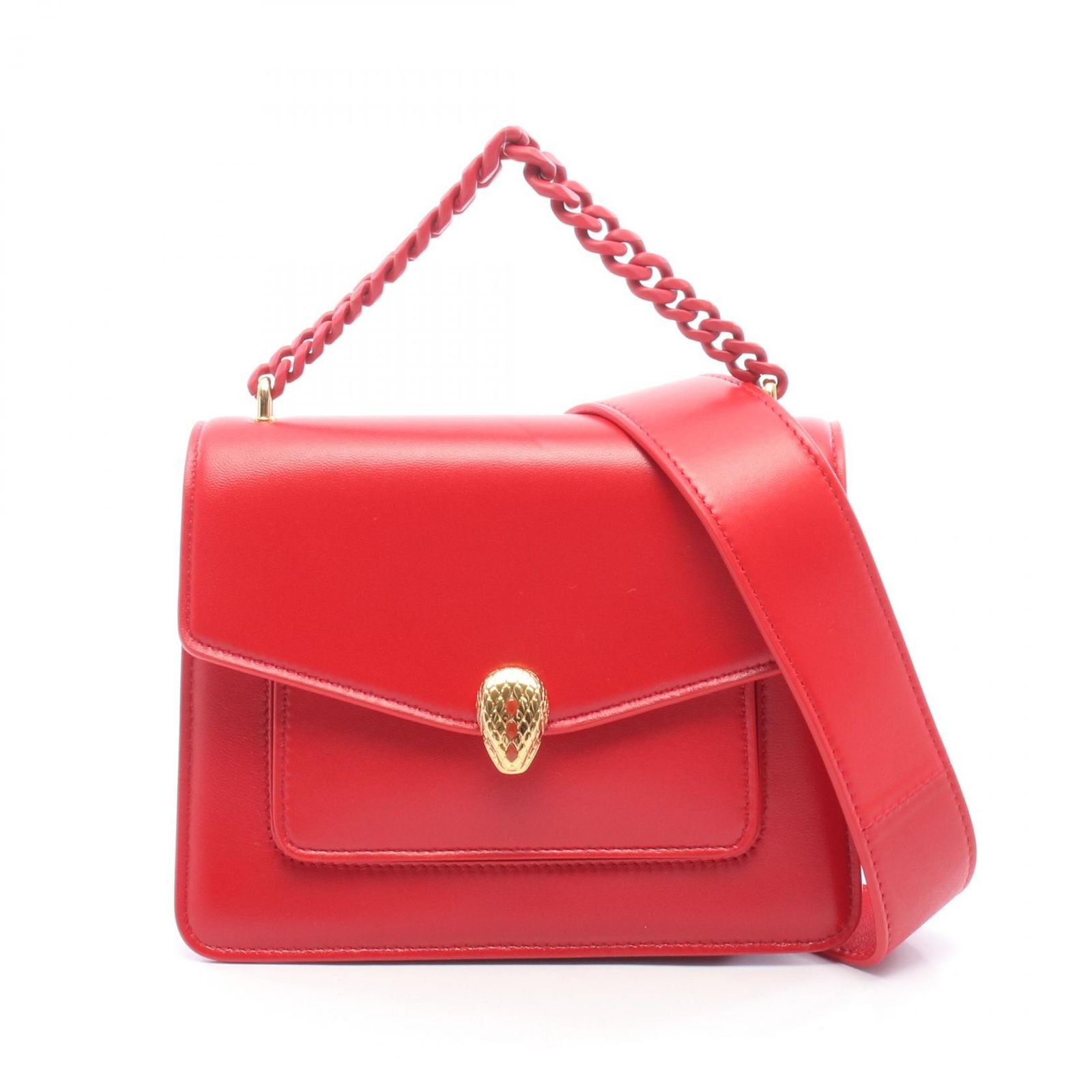 ブルガリ BVLGARI ハンドバッグ セルペンティ フォーエバー 2WAY レッド レザー セルペンティ フォーエバー 2way ショルダーバッグ レディース Used A