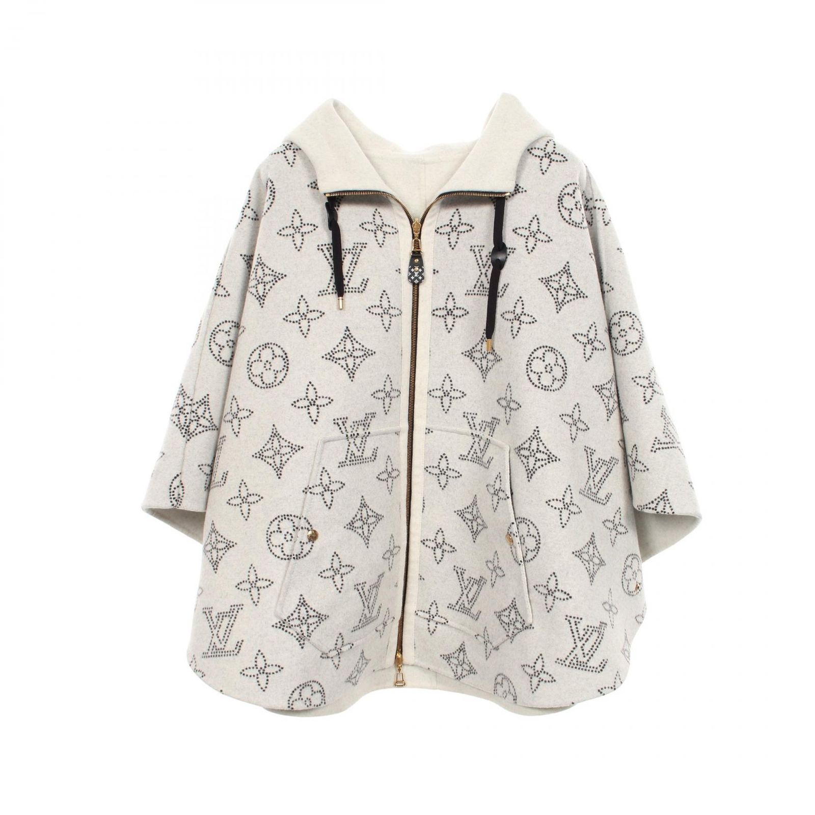 ルイ・ヴィトン LOUIS VUITTON ポンチョ リバーシブル モノグラム マヒナ ケープ フード付き RW231W R90 FOCO05 ウール リバーシブル レディース Used Aポンチョ・ケープコート