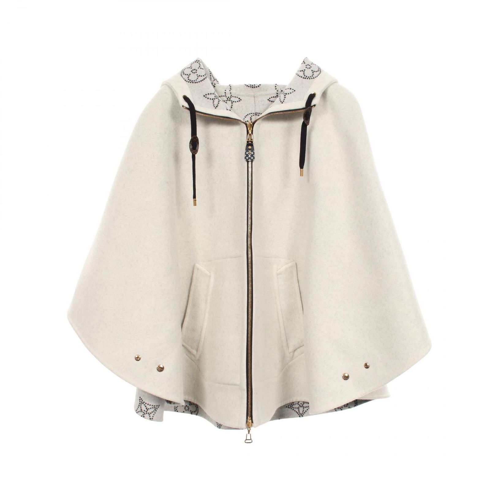 ルイ・ヴィトン LOUIS VUITTON ポンチョ リバーシブル モノグラム マヒナ ケープ フード付き RW231W R90 FOCO05 ウール リバーシブル レディース Used A