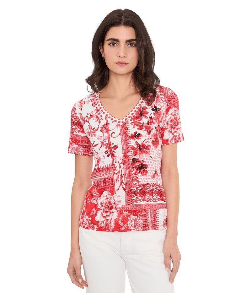 ジョニーワズ レディース トップス シャツ Vネック Johnny Was The Janie Favorite Short Sleeve VNeck Tee Diantha Scarf