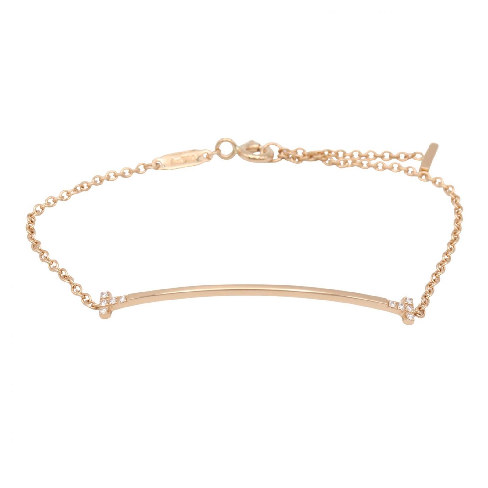 ティファニー TIFFANY＆CO ブレスレット Tスマイル スモール ダイヤ ブレスレット 75369476 腕回14cm K18PG（ピンクゴールド） ダイヤモンド Tスマイル スモール ダイヤ ブレスレット 131,900円