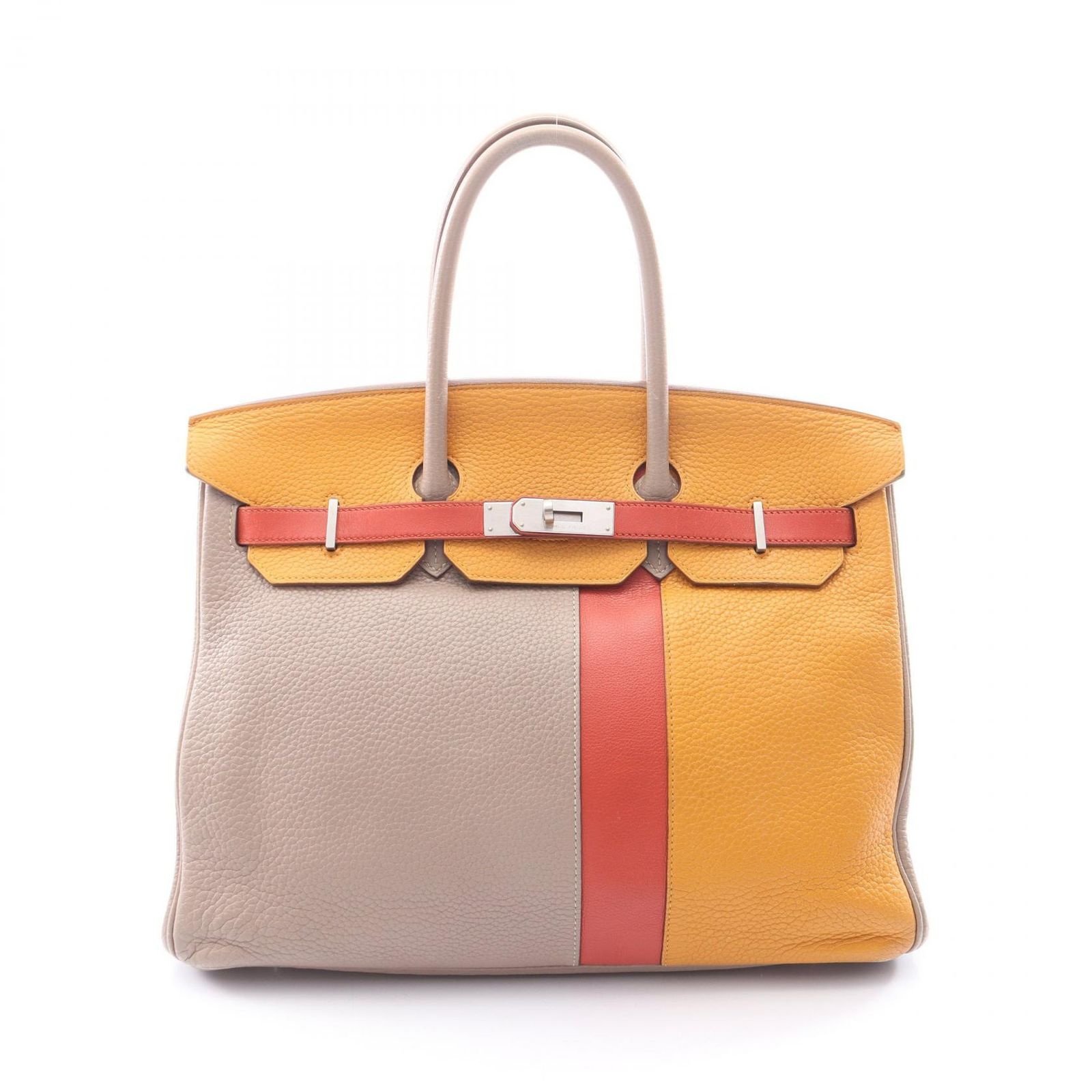 HERMES エルメス バーキン35 カザック トゥルティエールグレー ムタード サンギーヌ ハンドバッグ