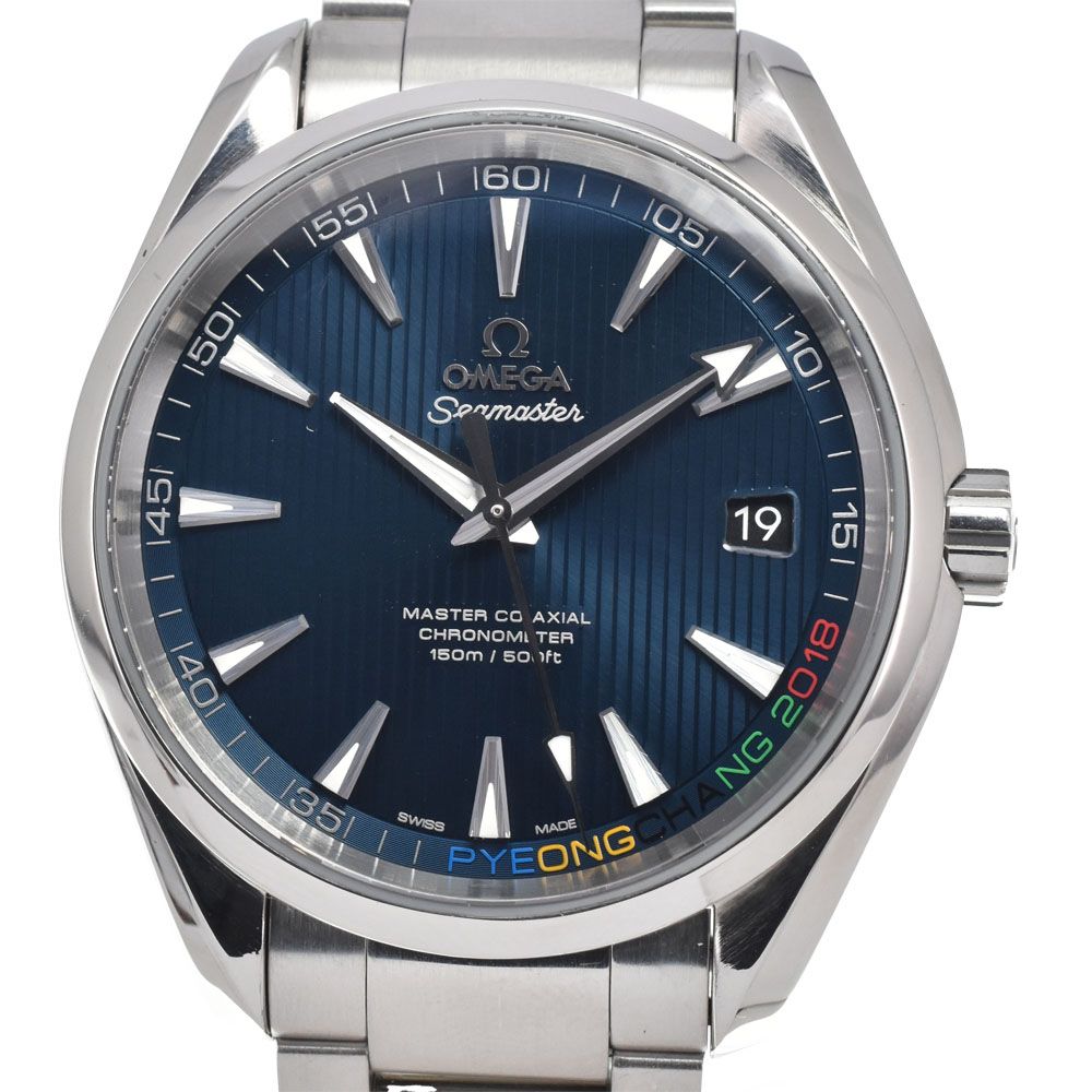 値下 オメガ OMEGA 522.10.42.21.03.001 シーマスターアクアテラ ピョンチャン オリンピック 自動巻き メンズ 美品 保証書 C#147221