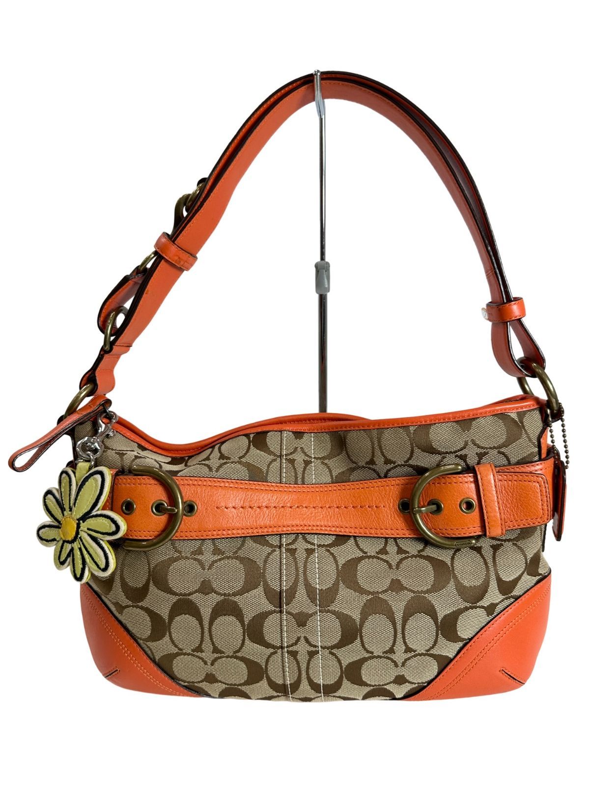 COACH コーチ シグネチャー キャンバス レザー 2way ショルダーバッグ 鞄 7077 ベージュ オレンジ 12,816円
