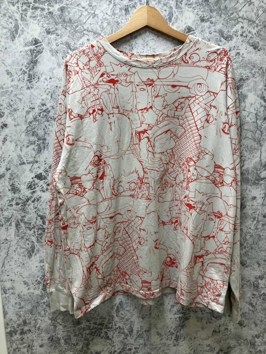 Vaundy / バウンディ little punk 長袖Tシャツ グレー系 レッド サイズXL 人物総柄 ロングTシャツ ロンT