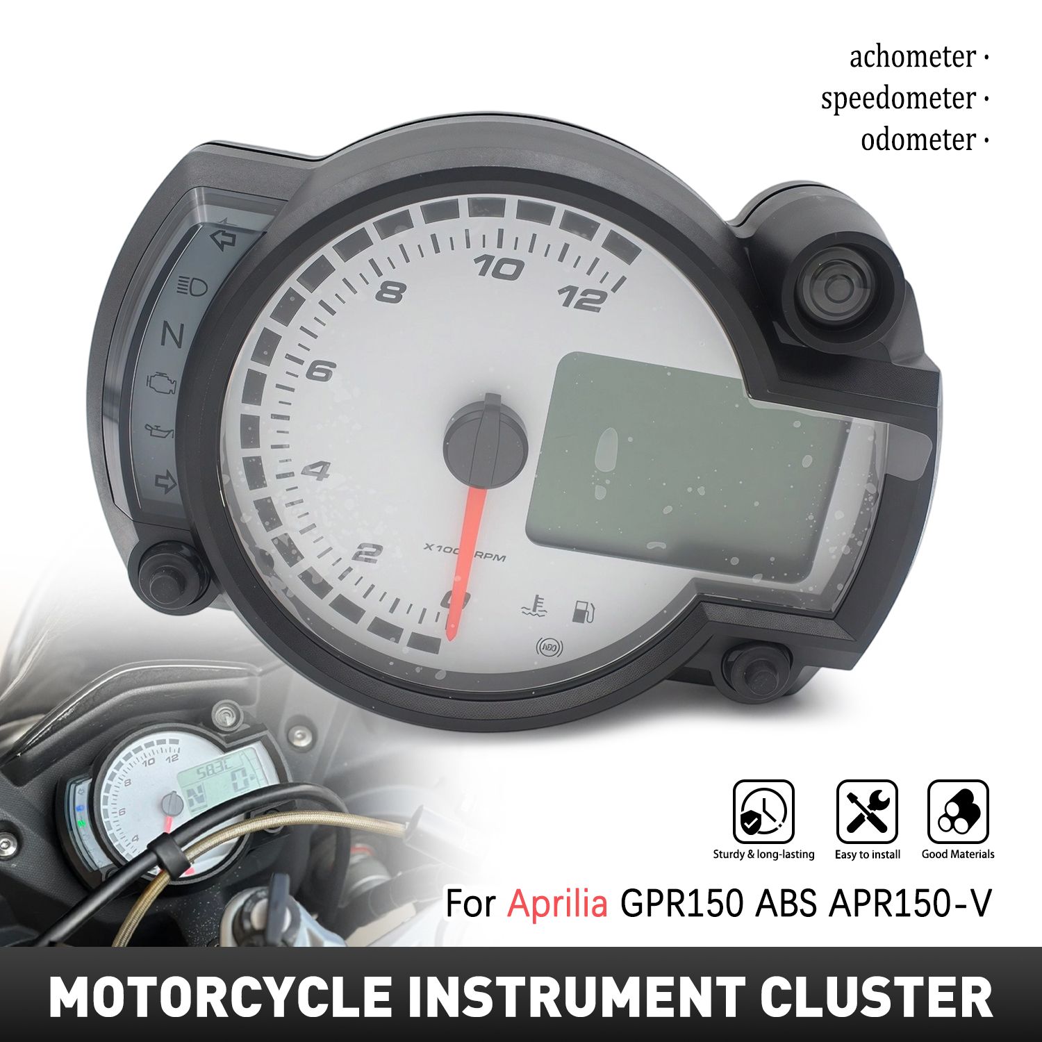 アプリリア GPR150ABS/APR150-V 用 デジタルスピードメーター タコメーター