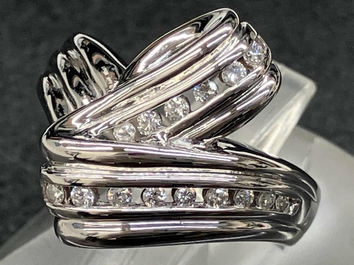 Pt900 プラチナ 天然ダイヤモンド ＃11 D0.15ct 総重量7.5g 指輪 リング アクセサリー ソーティング付き