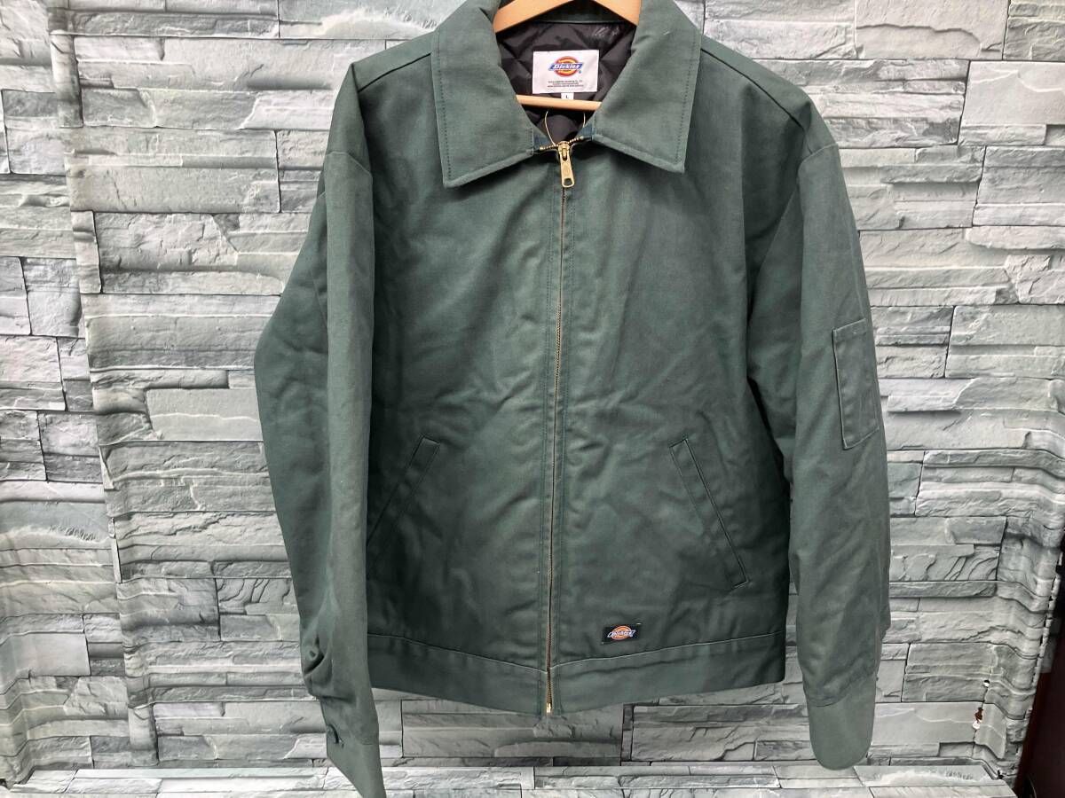 Dickies/アイゼンハワージャケット/裏地キルティングロゴ/グリーン/フルジップ/L