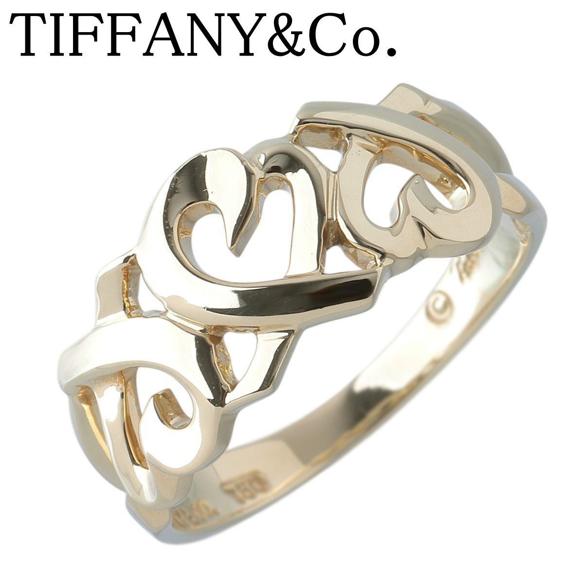 ティファニー ラビング トリプルハート リング 15号 750YG 新品仕上げ済 TIFFANY【27017】