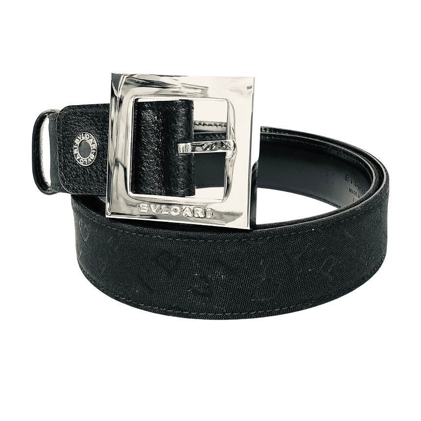 BVLGARI ブルガリ ベルト 110/44サイズ スクエアバックル ロゴマニア ブラック 黒 メンズ 服飾小物 aq13239