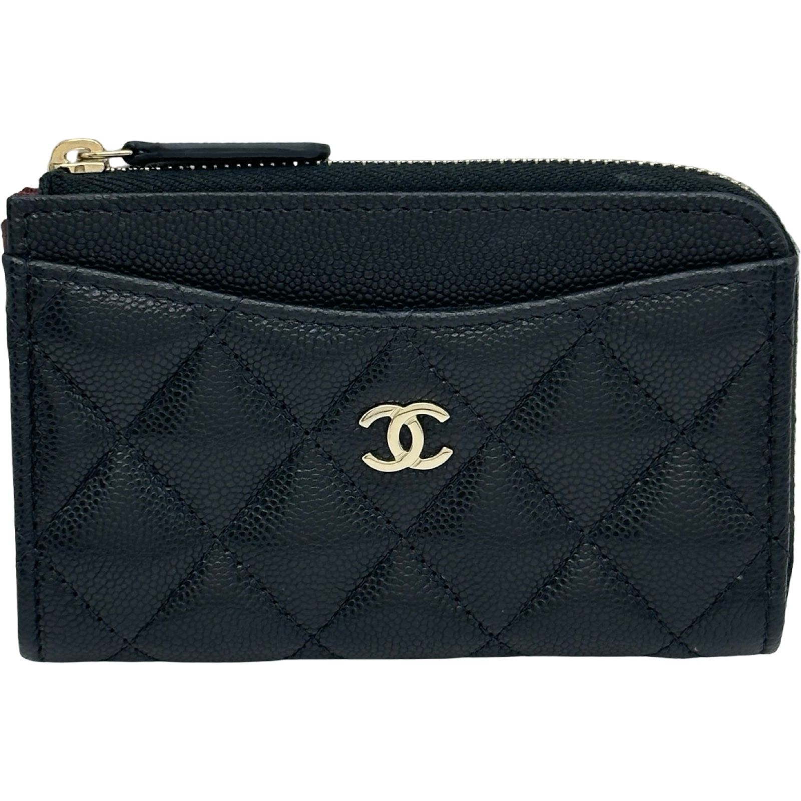 シャネル CHANEL クラシックジップカードケース AP3179 ブラック ゴールド金具 キャビアスキン レディース カードケース