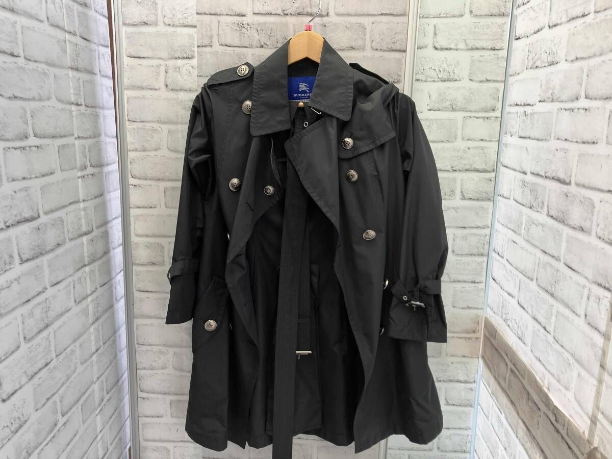 BURBERRY BLUE LABEL / トレンチコート / バーバリー・ブルーレーベル / Black / size:38(M相当) / (襟内側シミあり) 8,378円