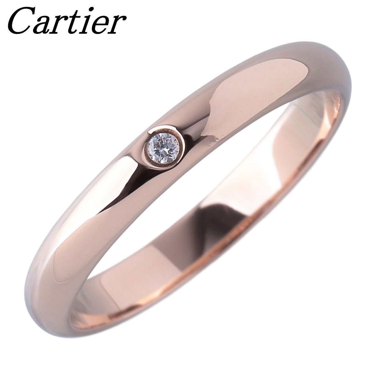 カルティエ ダイヤ リング 1895 ウェディング 1PD #48 幅2.5mm Au750PG 新品仕上げ済 Cartier【27040】