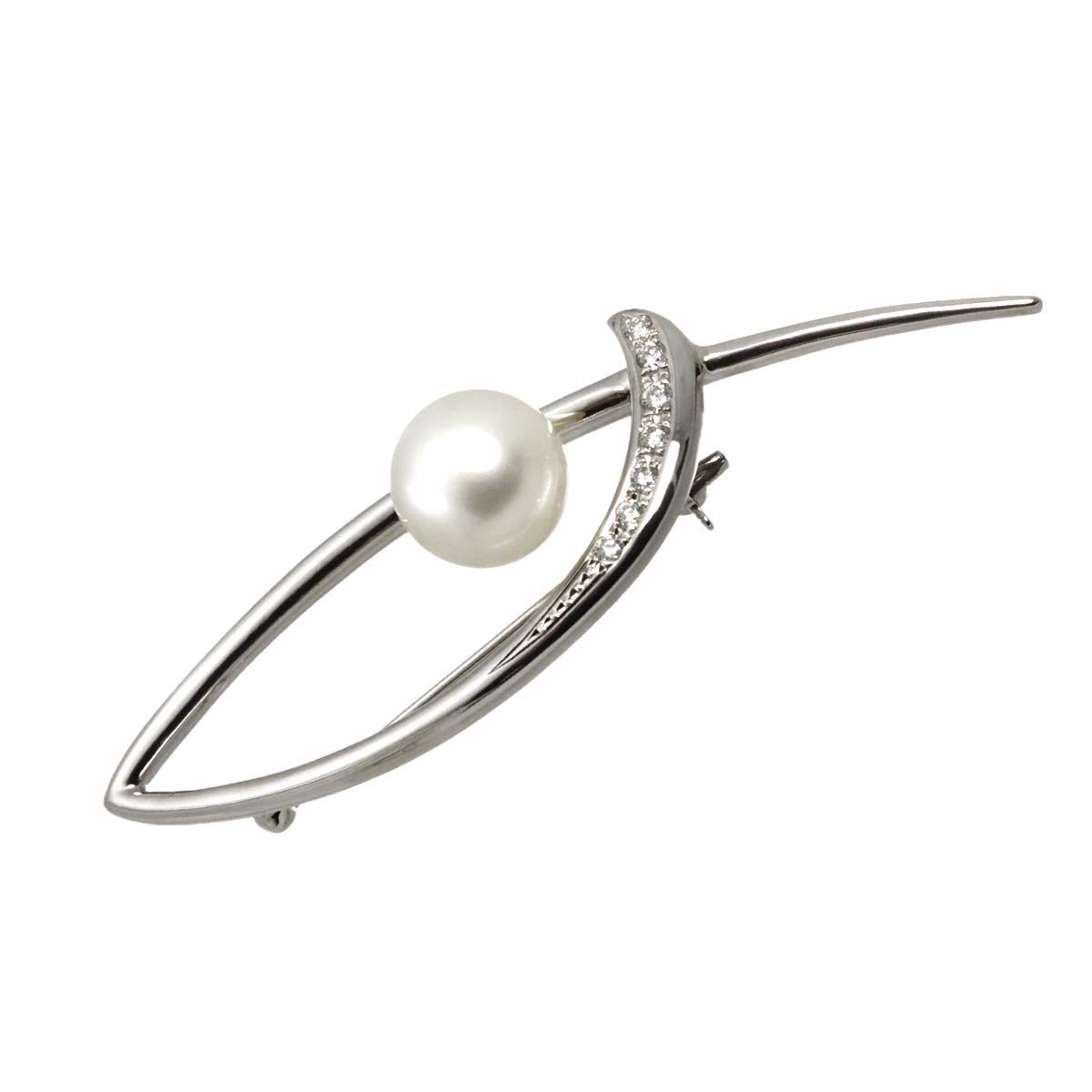 タサキ TASAKI 白蝶真珠 11.4mm ダイヤ 0.20ct ブローチ K14 WG ホワイトゴールド 585 パール 田崎真珠 Brooch 90331624 97,350円