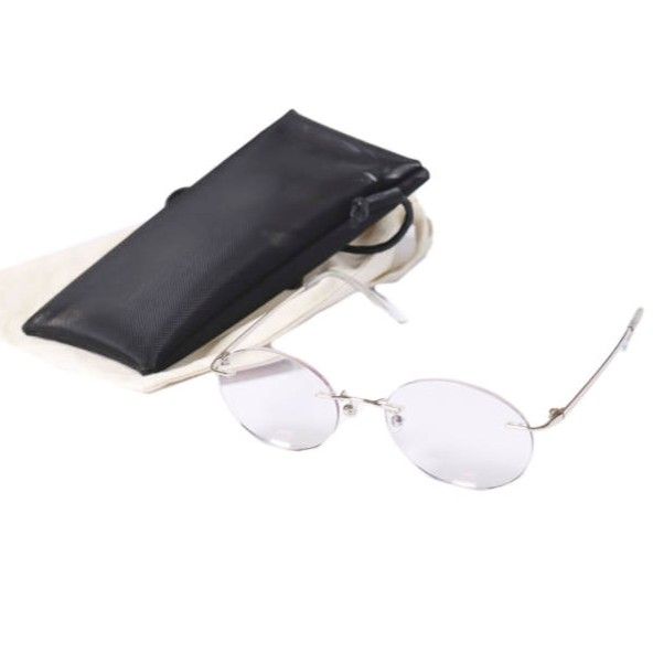 Atelier Macri アトリエマクリ RIMLESS リムレスメガネ オーバルサングラス ホワイトゴールド/ライトピンク(度入り) 51□18 140 眼鏡 メガネ g27695