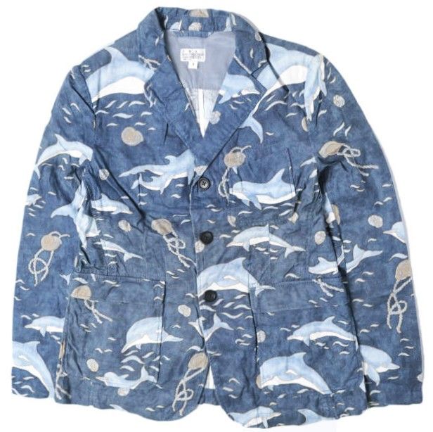 FWK by ENGINEERED GARMENTS エフダブリューケー エンジニアードガーメンツ 16SS Baker Jacket - Dolphin Print ドルフィンプリント ベイカージャケット 1 NAVY テーラード 3B 定価51,700円