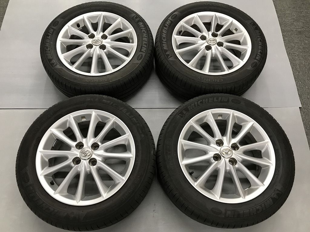 ◎傷少美品 TOYOTA カローラフィールダー純正 16inc 6J +45 100/4H おまけタイヤ付 205/55R16 即納 個人宅OK 4本 検) アクシオ ランクス