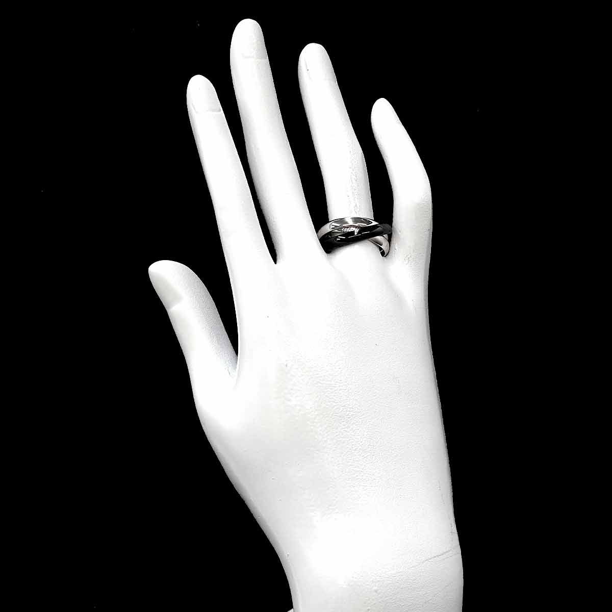 カルティエ Cartier トリニティ MM #56 リング セラミック K18 WG 3連 