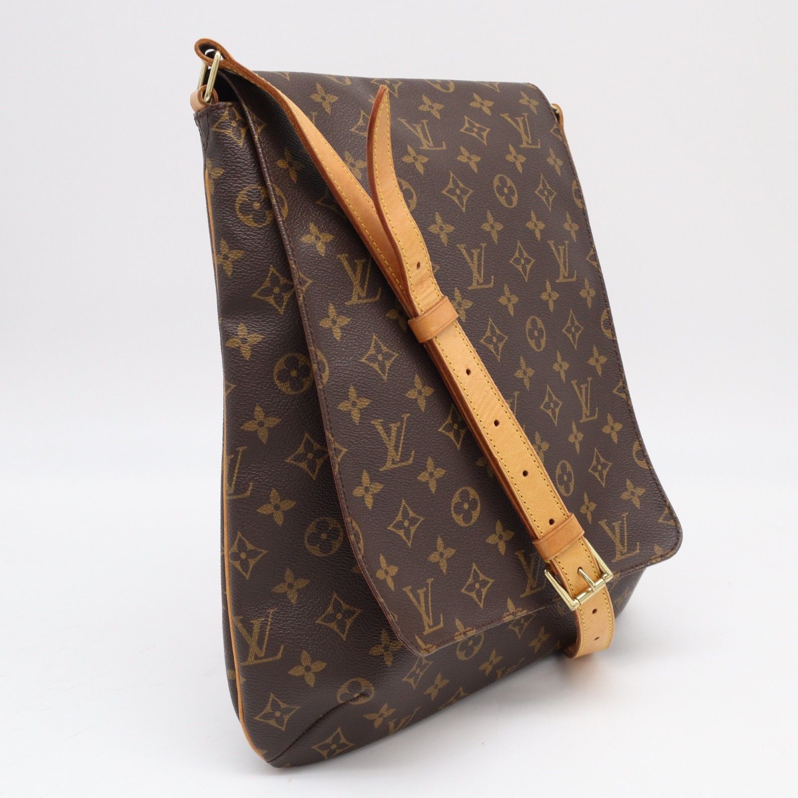 ★3日以内返品可★ LOUIS VUITTON ルイ・ヴィトン モノグラム ミュゼット M51256 ショルダーバッグ ブラウン ベージュ コーティングキャンバス レザー レディース
