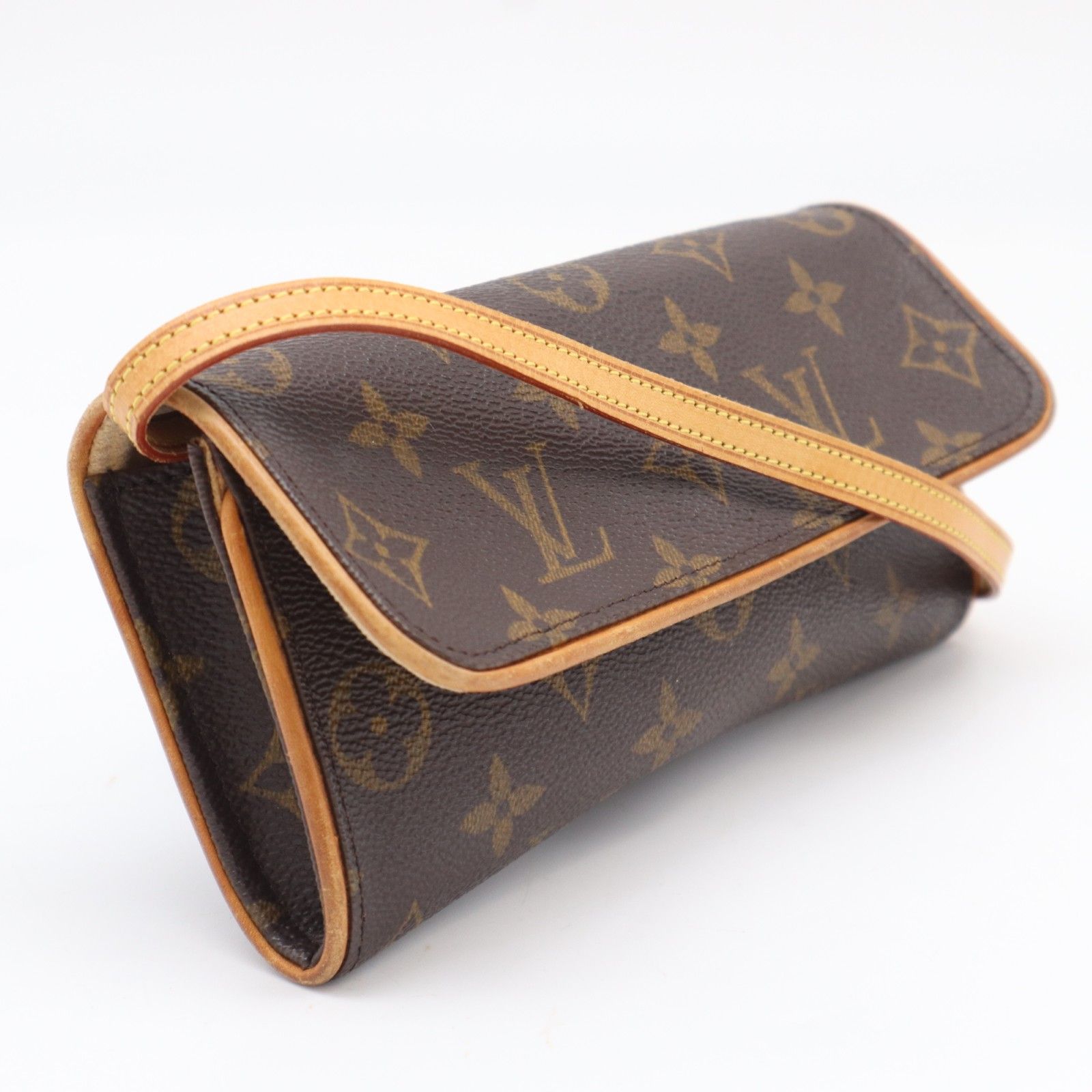 ★3日以内返品可★ LOUIS VUITTON ルイ・ヴィトン モノグラム ポシェット ツインPM M51854 ショルダーバッグ ブラウン ベージュ コーティングキャンバス レザー レディース