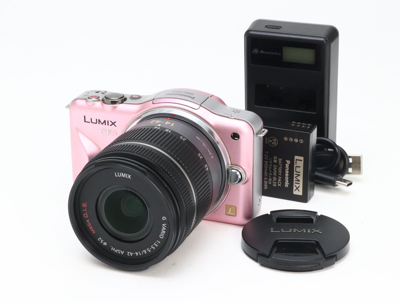 B (average) Panasonic Panasonic LUMIX DMC-GF3 14-42mm MEGA O.I.S. Kit Fairy Pink Number of Shutters 2079 Initial Defect Return Compatible 88-58
