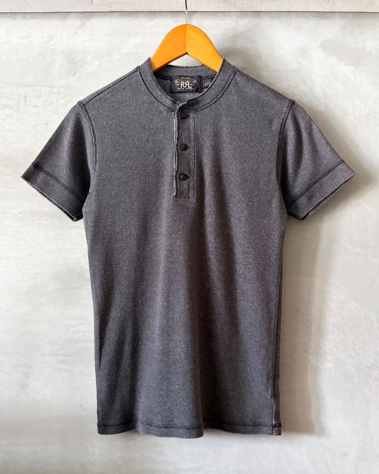 RRL Ralph Lauren-T-shrit-(size XS) ダブルアールエル ラルフローレン ヘンリーネックTシャツ チャコールグレー