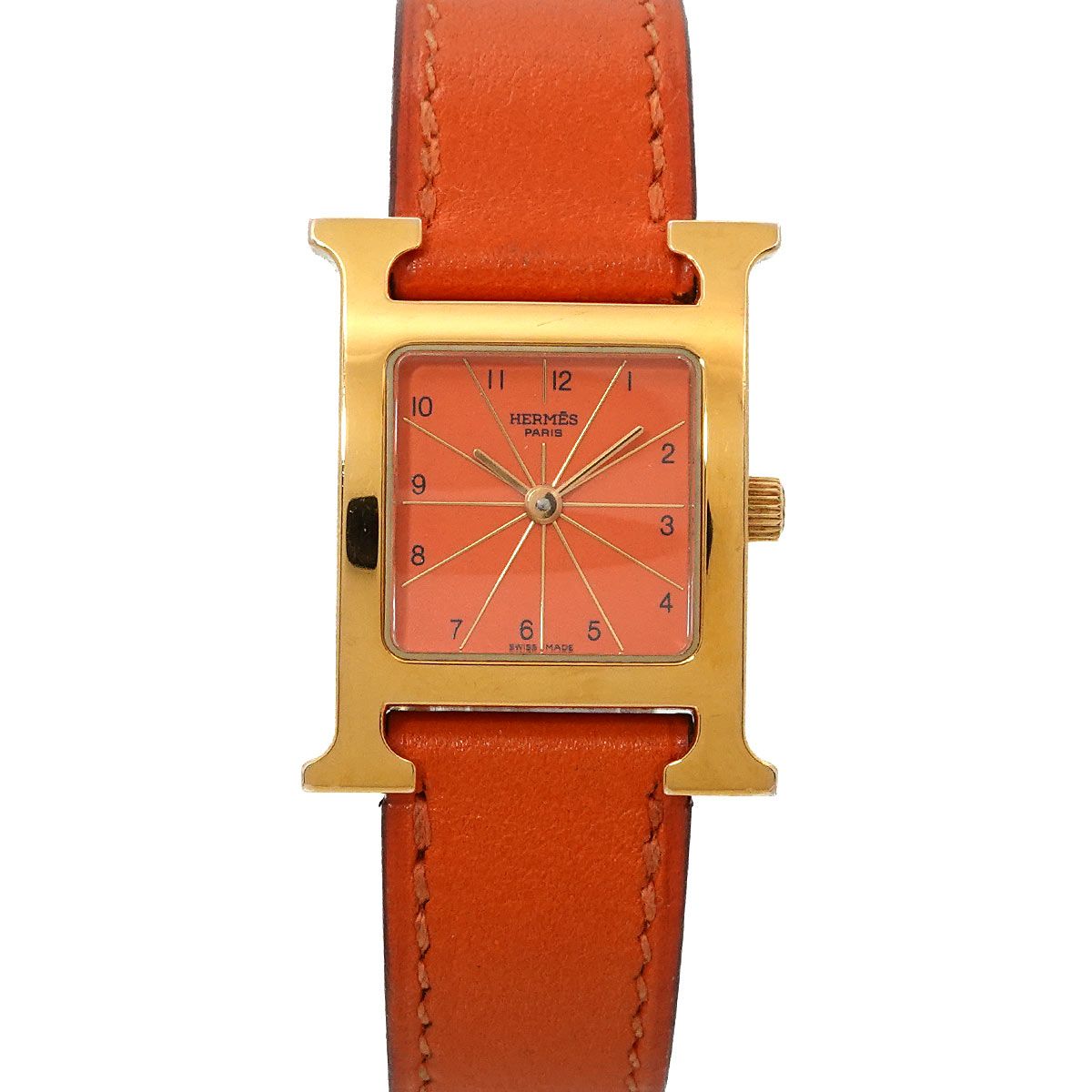 エルメス HERMES Hウォッチ HH1 201 レディース 腕時計 オレンジ クォーツ ウォッチ H Watch 90338479