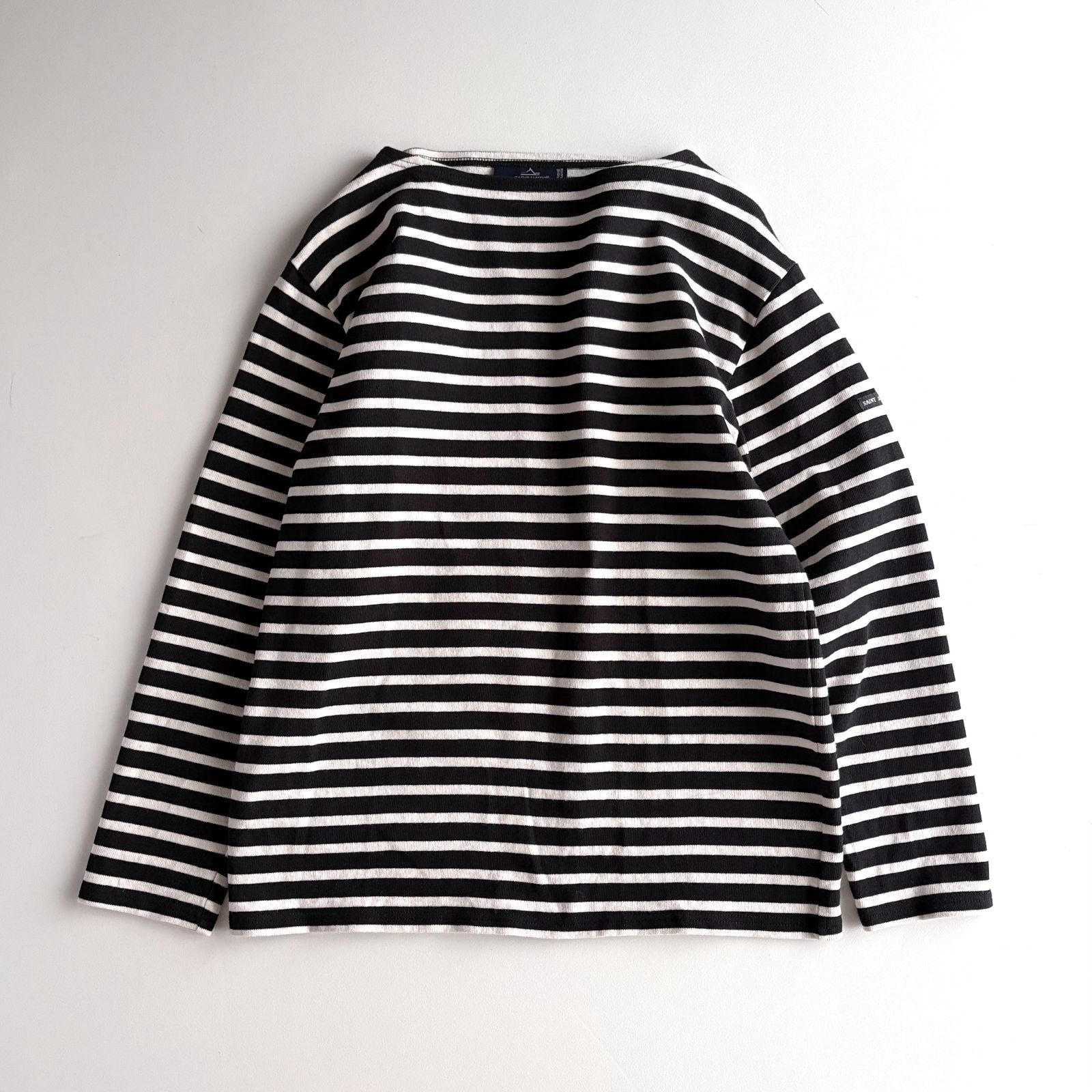 美品 / SAINT JAMES セントジェームス / OUESSANT ウェッソン 長袖 ボーダー バスクシャツ / ユニセックス T3 レディース メンズ / ブラック×エクリュ / フランス製 / トップス