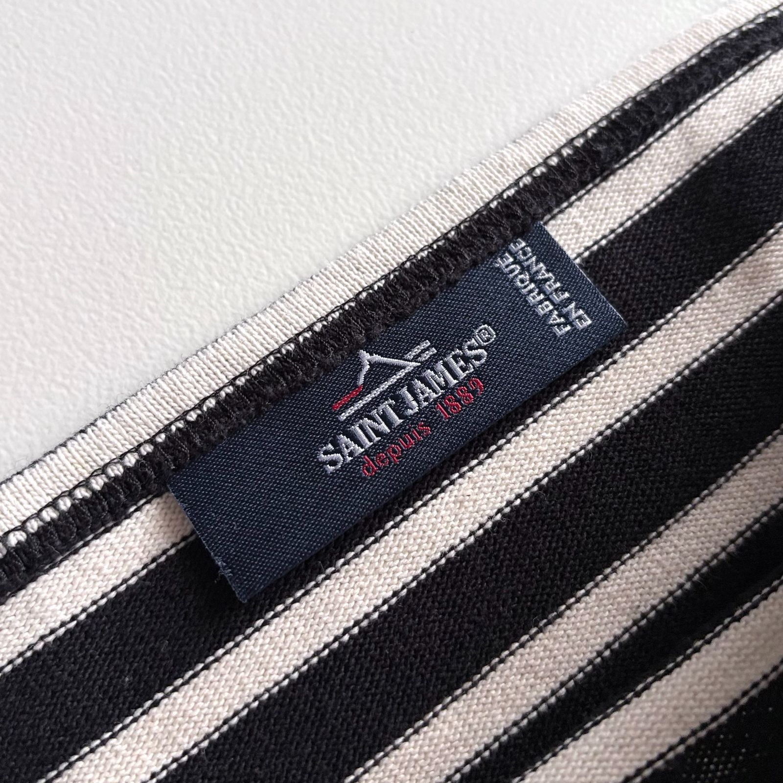 美品 / SAINT JAMES セントジェームス / OUESSANT ウェッソン 長袖 ボーダー バスクシャツ / ユニセックス T3 レディース メンズ / ブラック×エクリュ / フランス製 / トップス