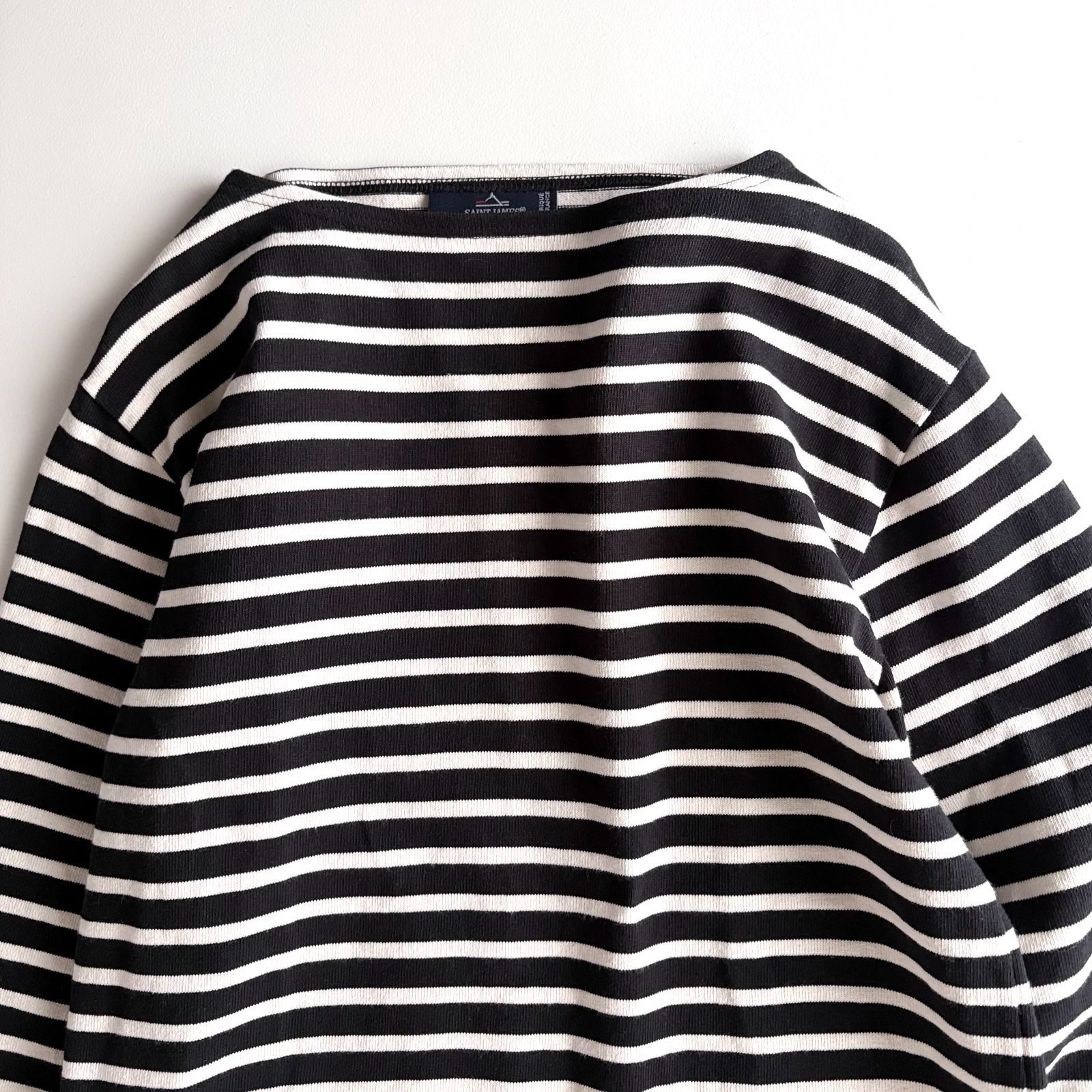 美品 / SAINT JAMES セントジェームス / OUESSANT ウェッソン 長袖 ボーダー バスクシャツ / ユニセックス T3 レディース メンズ / ブラック×エクリュ / フランス製 / トップス