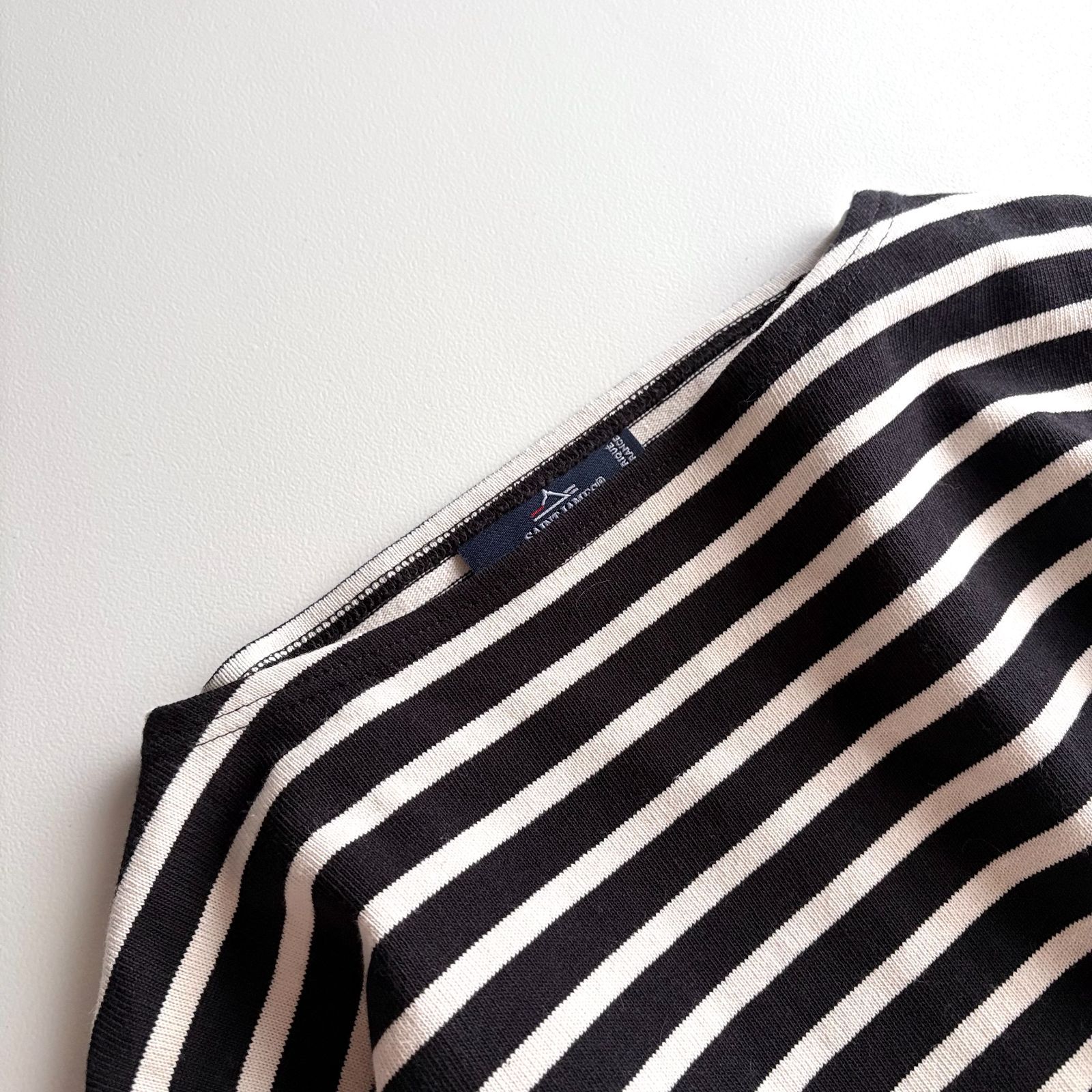 美品 / SAINT JAMES セントジェームス / OUESSANT ウェッソン 長袖 ボーダー バスクシャツ / ユニセックス T3 レディース メンズ / ブラック×エクリュ / フランス製 / トップス