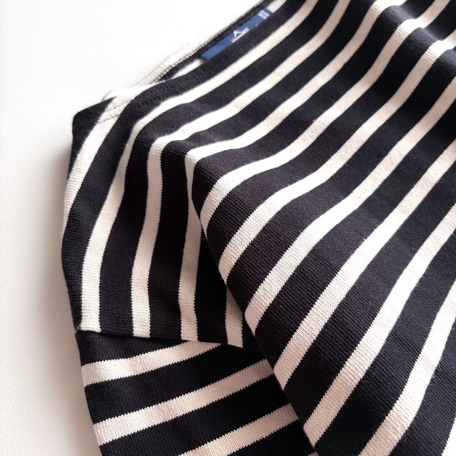 美品 / SAINT JAMES セントジェームス / OUESSANT ウェッソン 長袖 ボーダー バスクシャツ / ユニセックス T3 レディース メンズ / ブラック×エクリュ / フランス製 / トップス