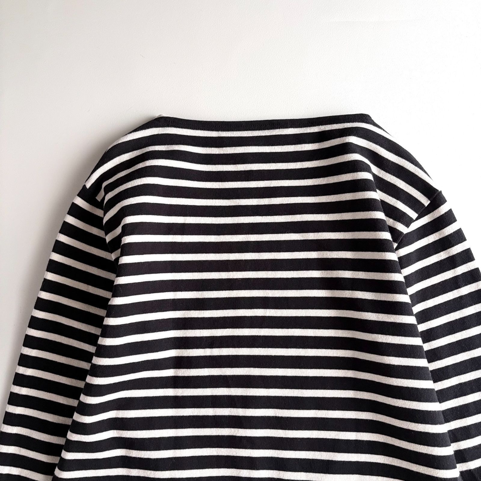 美品 / SAINT JAMES セントジェームス / OUESSANT ウェッソン 長袖 ボーダー バスクシャツ / ユニセックス T3 レディース メンズ / ブラック×エクリュ / フランス製 / トップス