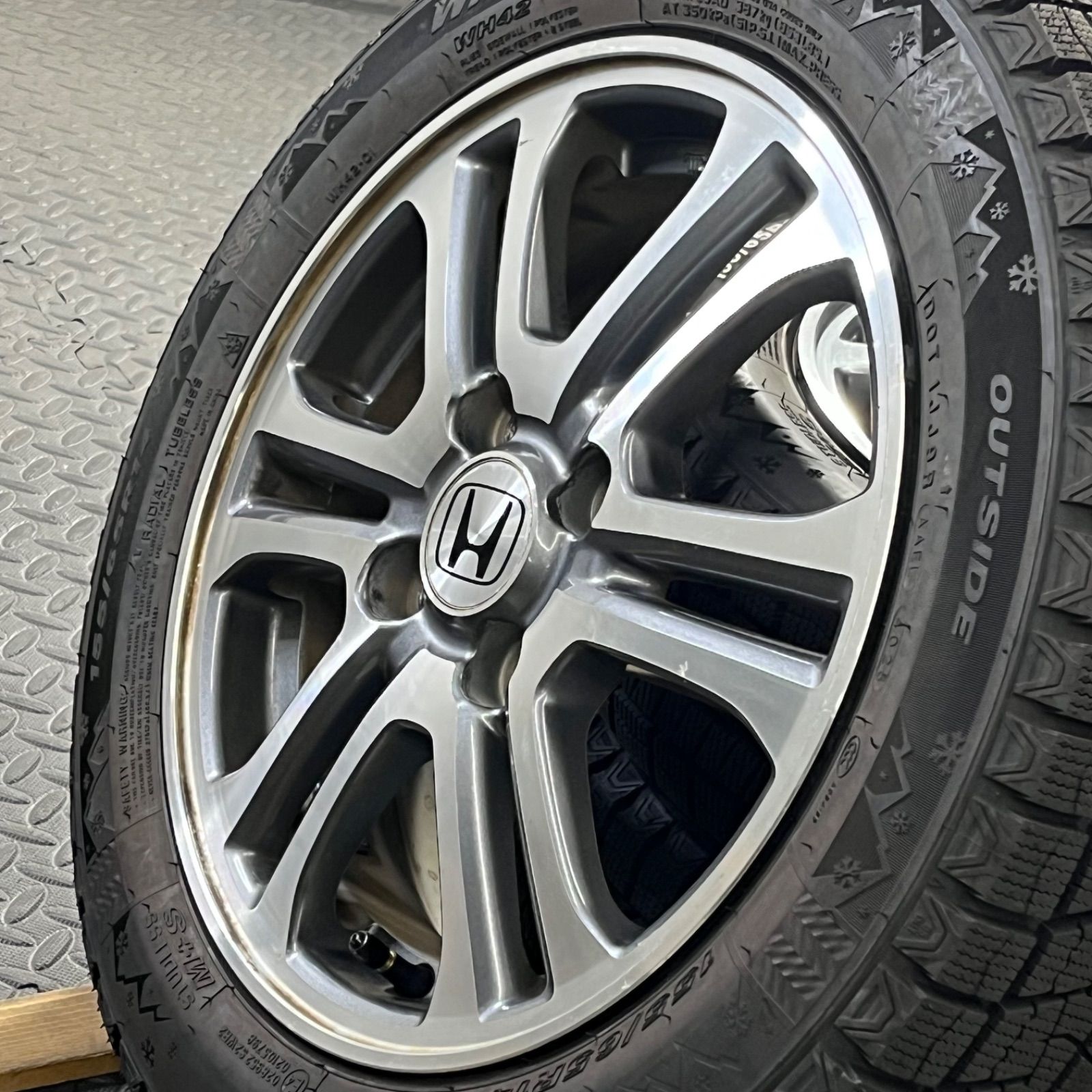 25年製 155/65R14 ネクセン ウィンガードアイス2 ホンダ純正アルミ JF1 N-BOX N-WGN 夏タイヤ 4本【1667Y】