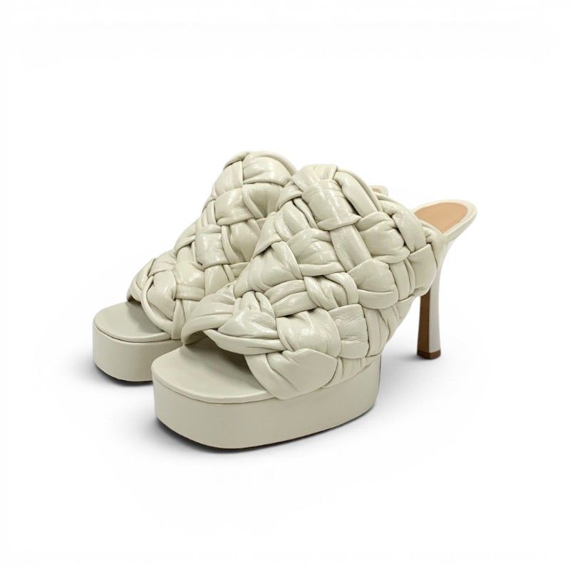 Bottega Veneta BOTTEGAVENETA sandals shoes shoes leather ivory intrecciato mules