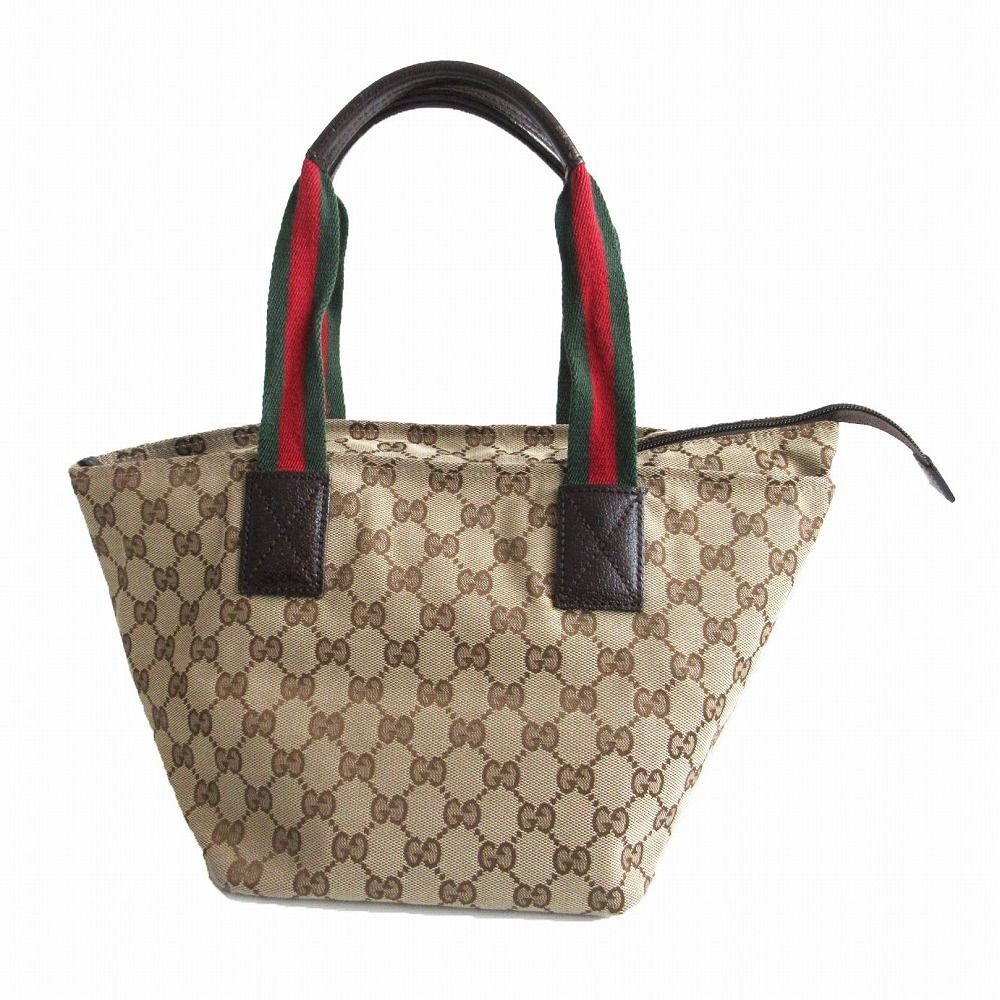 GUCCI グッチ トートバッグ シェリーライン ハンドバッグ GGキャンバス ダブルハンドル ベージュ メンズ レディース 【中古】