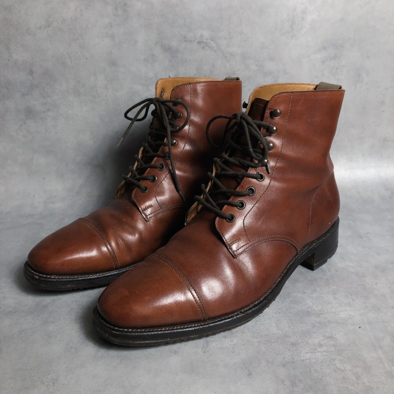 PQ642◇Crockett&Jones Paul Smith：ストレートチップ レースアップブーツ◇8◇ブラウン系 クロケットアンドジョーンズ ポールスミス