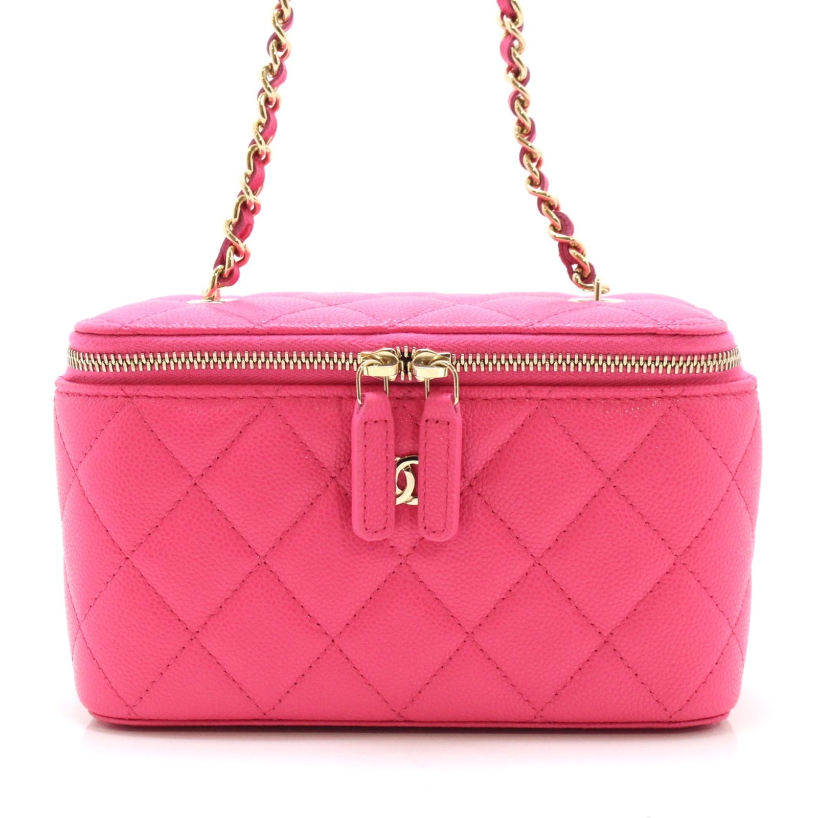 CHANEL シャネル マトラッセ バニティチェーンショルダーバッグ AP1341 ショルダーバッグ キャビアスキン ピンク/ゴールド金具 レディース【中古】460